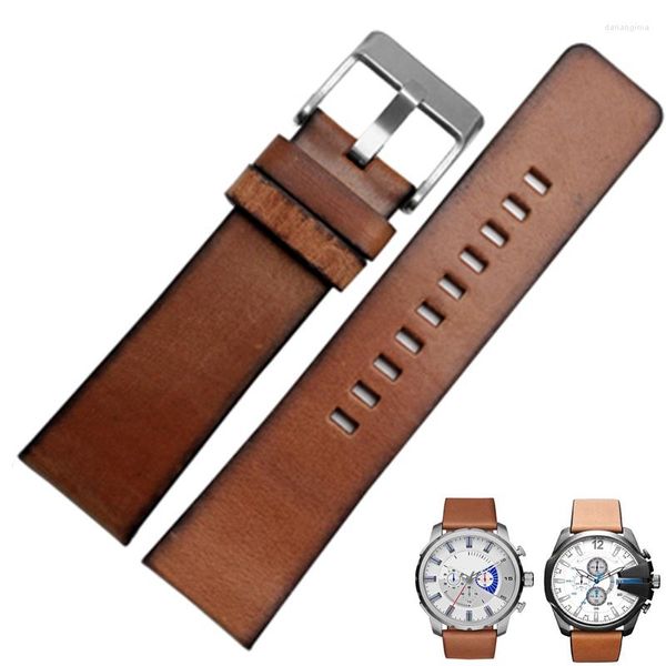 Bracelets de montre rétro en cuir véritable bracelet de montre pour DZ7406 DZ7408 DZ4476 DZ4343 bracelet de montre classique marron 22mm 24mm 26mm bracelet