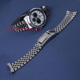 Bandes de montre Rolamy 22mm Silver Jubilee Band pour Neo 70's Solar Panda avec bracelet à vis solide et fermoir de déploiement d'huître