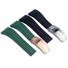 Bekijk banden Rolex polsband 20 mm 21 mm Zwart blauw groen waterdichte siliconenpolsband armband Hoogwaardige rubberen horlogeband 230410