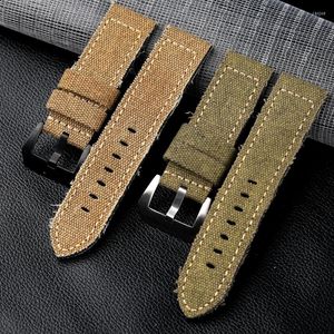 Correas de reloj de lona rugosa para correa de reloj de cuero 20 22 24MM de espesor estilo Retro hombres pulsera militar adecuada