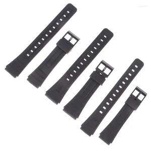 Horlogebanden Rubber 1 stks Zwarte Band Vervanging Band Voor F-91W 18mm Plastic Pols Horlogebandje Met Pins Metalen Gesp