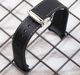 Bekijk banden rubber zwarte riem witte lijn 19 mm 20 mm 21 mm 22 mm voor desinger van desinger van hoge kwaliteit designer armband met logo op sluiting
