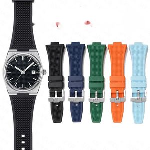 Bandas de reloj Correa de goma para Tissot PRX Powermatic 12 mm Hebilla de acero inoxidable Hombres Silicona suave Deporte Reemplace la banda de liberación rápida 230814