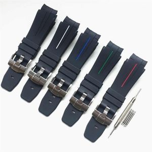Bracelets de montre Bracelet en caoutchouc accessoires pour hommes pour l'eau douce anti-poussière Bracelet en Silicone de haute qualité 21mm Black1296x