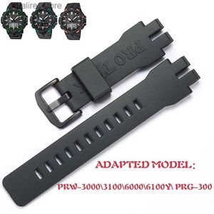 Bracelets de montre bracelet en caoutchouc adapté pour Casio ProTrek PRW3000/3/6000/6Y PRG300 hommes bracelet étanche noir accessoires L240307