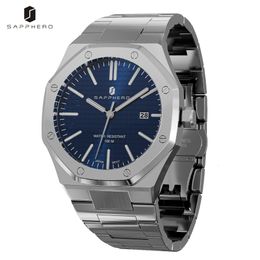 Horlogebanden SAPPHERO Luxe voor mannen Octagon Design 100M waterdicht Herenhorloges Zakelijke datum Lichtgevende quartz klok 230824