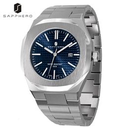 Bracelets de montre SAPPHERO Luxe Hommes 100M Étanche En Acier Inoxydable Quartz Date Horloge Casual Business Montre-Bracelet Style pour Hommes 230824