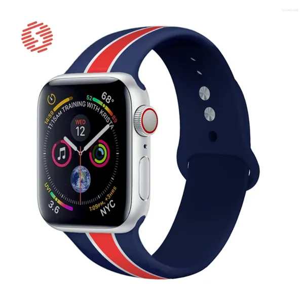 Bandas de reloj Shengone Stripe Soft Silicone Sport Band para Apple 7 6 SE 5 4 45 44 42 MM Reemplazo de correa de caucho estriado 3 2 1 41 40 38