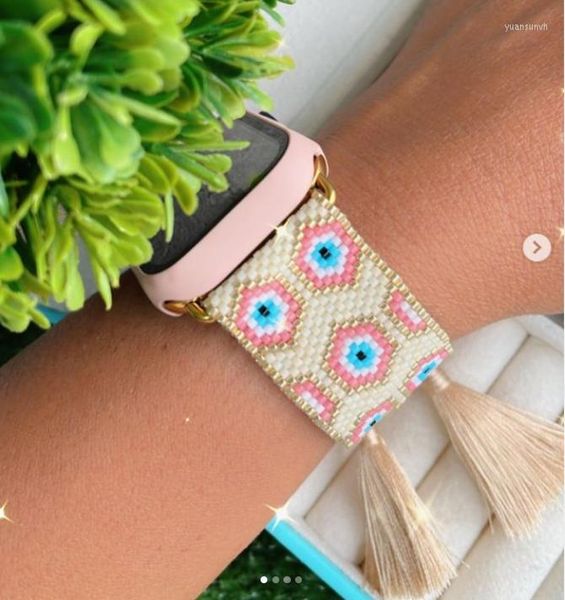 Bandas de reloj Shinus Design Venta de lujo MIYUKI Beads Band Fitness 40/42/44 mm Correa inteligente para Apple