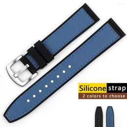 Bekijk banden Silicone Leather Watchstrap 20mm 22 mm Rubberen band Zwart Blue Color Waterpoof Soft Soft Bracelet Men's Vrouwen vervanging
