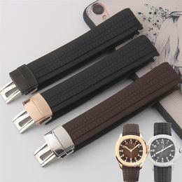 Bracelets de montre bracelet en Silicone 21MM noir marron bleu Arc caoutchouc pour PP AQUANAUT 5167R-001 5167A-001 Mechanical265J