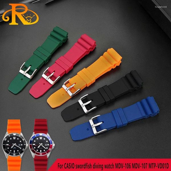 Bracelets de montre bracelet en Silicone pour CASIO Swordfish plongée MDV-106 MDV-107 MTP-VD01D Efr-303l bracelet de montre Orange vert bracelet pour hommes 22mm