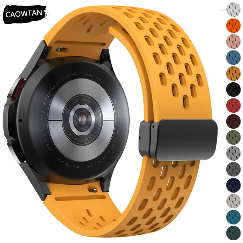 Bracelets de montre Bracelet en Silicone pour Samsung Galaxy 6 5 4 40mm 44mm 5Pro 45mm Bracelet à boucle magnétique classique 43mm 47mm Bracelet sans espaces 42mm