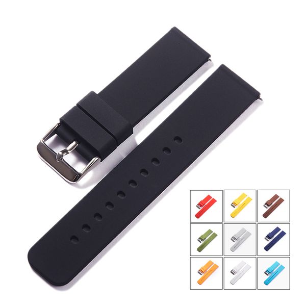Bracelets de montre Bracelet en silicone à dégagement rapide 18mm 20mm 22mm 2mm étanche en caoutchouc souple Smart Band Poignet Bracelet Ceintures 230807