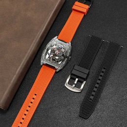 Bekijk banden Silicone Watch Strap Vervanging Mechanische horloge X -serie Flat Direct Interface Fluorelastomeer Watchband 22MML2404