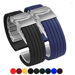 Bracelets de montres Bracelet de montre en silicone Bracelet en caoutchouc Sports imperméables Universal Stripes Vertical Tire Pattern Strap 18 20 22 24mm