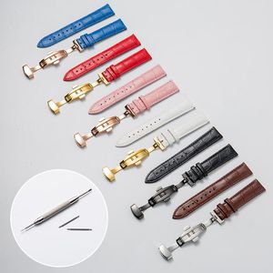 Bracelets de montre Bracelet en cuir six couleurs Boucle papillon en acier universelle Outils de poignet de ceinture