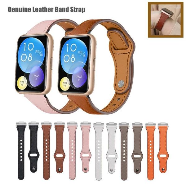 Bandas de reloj Correa de banda de cuero genuino delgada para Huawei Fit 2 Pulsera de reemplazo con conector