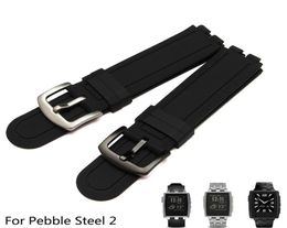 Watch Bands Smart Watchband 22 mm pour Pebble Steel 2 Quality Silicone Band Mens Soft Strap6428788