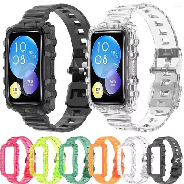 Bracelets de montre étui souple intégré bande transparente pour Huawei Fit 2 sangle en plastique Sport ceinture Bracelet Correa