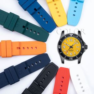 Bracelets de montres Bande de silicone en caoutchouc souple Nature 20mm 22mm 24mm Bande colorée Pour Superocean 230426