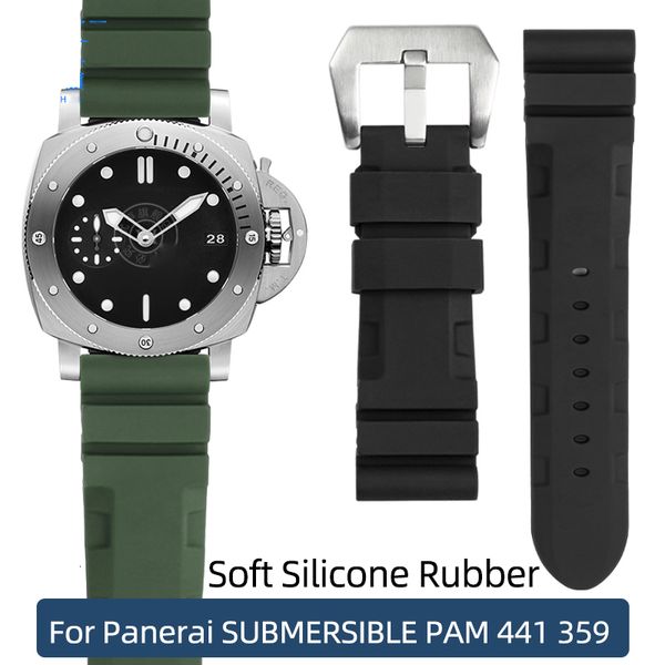 Bracelets de montre bracelet de montre en caoutchouc de silicone souple pour SUBMERSIBLE PAM 441 359 série 22MM 24MM hommes bracelet de montre accessoires de montre 230828