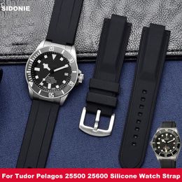 Horlogebanden Zachte siliconen band voor Pelagos 25500 25600 Waterdichte rubberen band 22 mm