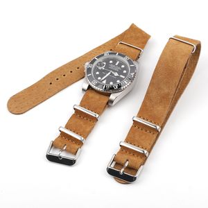 Bracelets de montres Bracelet en cuir suédé souple 18mm 20mm 22mm 24mm Bleu Noir Marron Bracelet de montre en acier inoxydable Boucle carrée pour hommes 230727