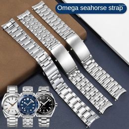 Horlogebanden Solide precisie stalen band Vervanger Haima 150/300/600m serie Gebogen interface Roestvrij horlogeband 18/20/22 mm