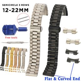 Bracelets de montre Bande en acier inoxydable solide 12mm 13 14 16 17 18mm 19 20mm 21 22mm Bracelet de remplacement 3Rows Bracelet Bracelet w Outils 230719