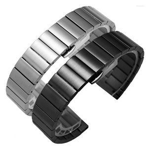 Bracelets de montre Bracelet en acier inoxydable massif 16mm 18mm 20mm 22mm argent noir bracelets de montre en métal brossé StrapWatch Hele22