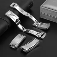 Bracelets de montre Boucle déployante en acier inoxydable massif pour fermoir de déploiement de bande de bracelet Accessoires en métal de 18 mm