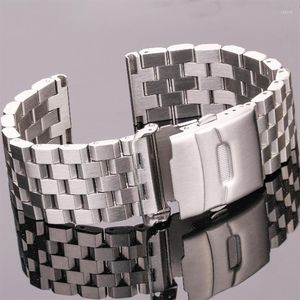 Bracelets de montre Bracelet en acier inoxydable solide Bracelet 18mm 20mm 22mm 24mm femmes hommes argent bracelet de montre en métal brossé accessoires 272V