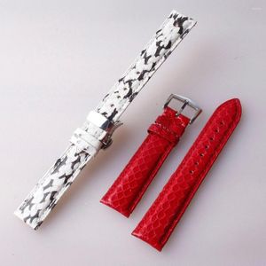 Bracelets de montre Bracelets de montre en cuir de serpent spécial rouge blanc et noir Ladys accessoires pour hommes bracelet Bracelet boucle papillon 18mm 20mm 22mm