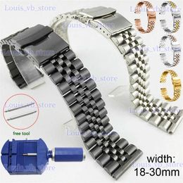 Bracelets de montre Bracelet en acier inoxydable 18mm 19 20mm 21 22mm 23 24mm 26mm 28 30mm Bracelet en soie brillant Bracelet de remplacement T240227