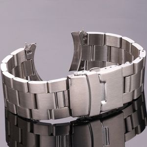 Bekijk banden roestvrij staal gebogen eindband armband 20 mm 22 mm zilver zwart geborstelde banden dames mannen metalen klokken accessoires 221122