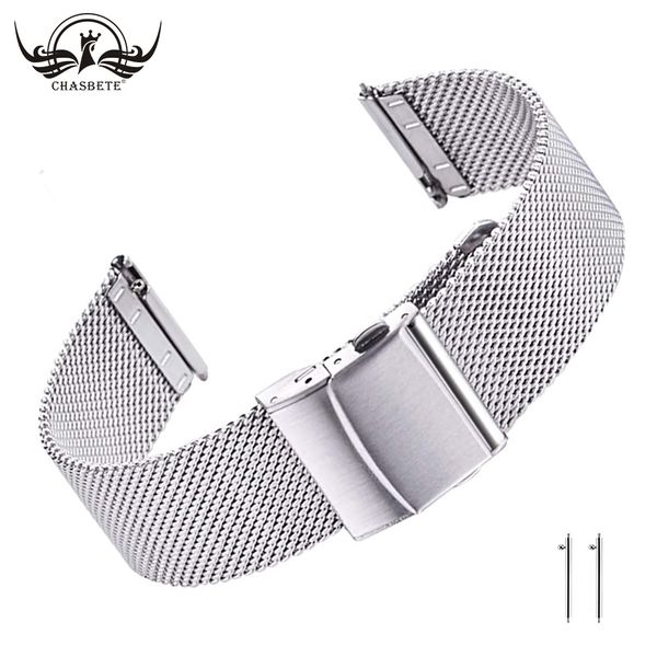 Bracelets de montre Bracelet de montre en maille d'acier inoxydable pour hommes femmes Bracelets de montre en maille à dégagement rapide 16mm 18mm 19mm 20mm 21mm 22mm 230518
