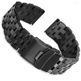 Bracelets de montre Bracelet en acier inoxydable Bracelet 18mm 20mm 22mm 24mm femmes hommes solide métal brossé bande pour Gear S3 accessoires