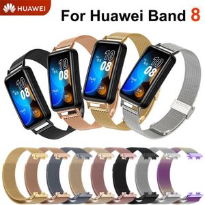 Bracelets de montre en acier inoxydable, boucle pour Huawei Band 8, étanche en métal, pour femmes et hommes, fermoir Correa Band8