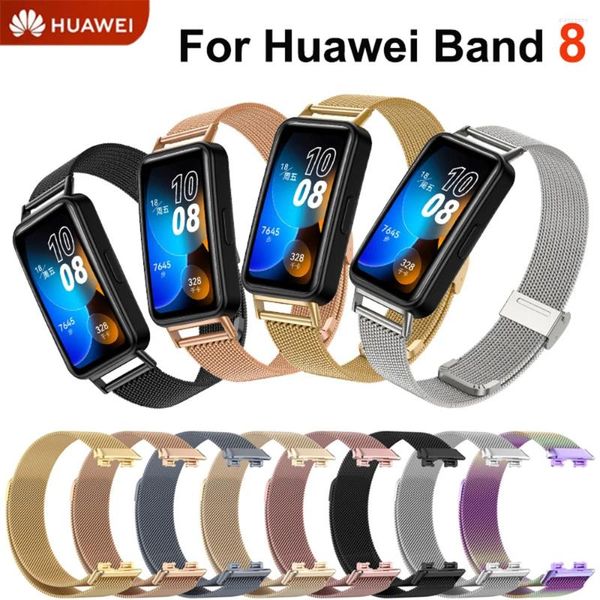 Bandas de reloj Correa de acero inoxidable Loop para Huawei Band 8 Metal impermeable Mujeres Hombres Pulsera Correa Band8 Cierre