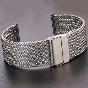 Bracelets de montre Bracelet de montre en acier inoxydable Bracelet 16mm 18mm 20mm 22mm maille milanaise Bracelets de montre femmes hommes accessoires de bracelet de remplacement 230411