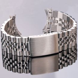 Bracelets de montre Bracelet de montre en acier inoxydable Bracelet 18mm 20mm 22mm Bracelets de montre à extrémité incurvée Femmes Hommes Argent Métal Horloges Accessoires 230728