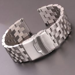 Bracelets de montre Bracelet de montre en acier inoxydable Bracelet 18mm 20mm 22mm 24mm Femmes Hommes Bracelet de montre en métal brossé solide pour accessoires de bande S3 230728