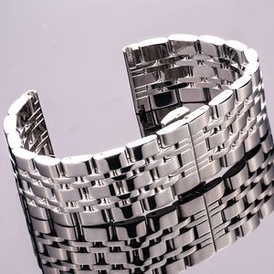 Bekijk banden roestvrijstalen horlogeband armband vrouwen mannen zilver gepolijste vaste metalen horloge accessoires riem 18 mm 22 mm 24 mm 230523