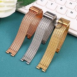 Bracelets de montre Bracelet de montre en acier inoxydable pour GC YA1414 YA1415 Bracelet cranté femelle Bracelet en métal concave ceinture en maille 14 4mm 5mm étanche