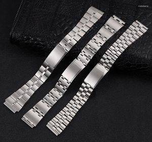 Bekijk banden roestvrijstalen horlogeband band vouw gespul polspolsbelt armband zilver voor accessoires geborstelde textuur