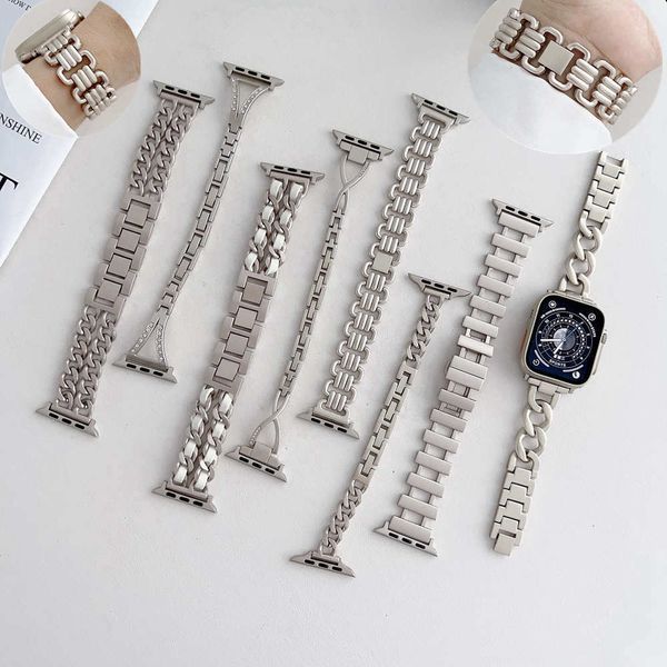 Bracelets de montres Bracelet en acier inoxydable pour Apple Watch Band 41mm 8 7 6 3 4 5 se Bracelet pour iWatch Ultra 49mm 41mm 45mm 40 38mm 42mm 44mm Femme Star Light Series
