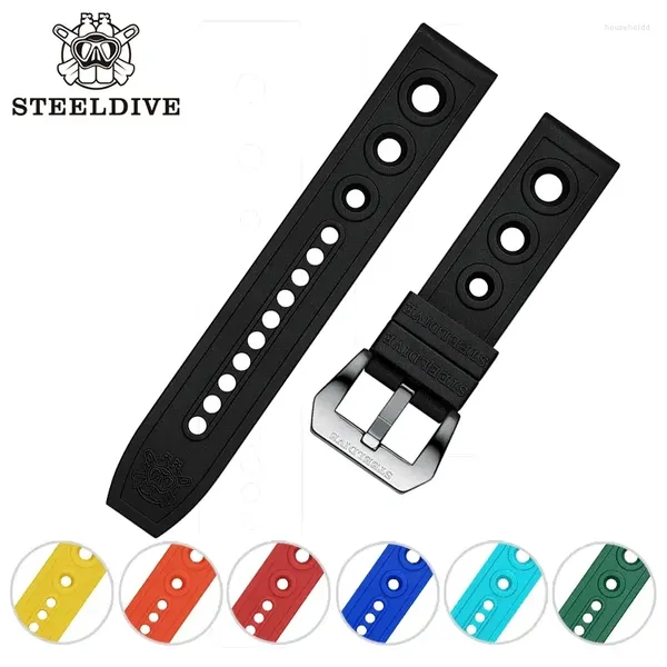 Bandas de reloj Steeldive 20 mm 22 mm Correa Pulseras de goma suave premium Liberación rápida con hebilla Correa de reloj Accesorios para relojes de buceo