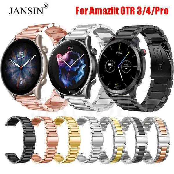 Bracelets de montre Bracelet pour Amazfit GTR 4 3 luxe en acier inoxydable bande métallique hommes femmes Bracelet Huami Pro Correa