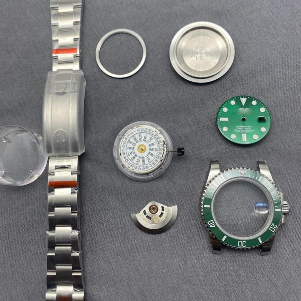 Bracelets de montre sous-marin vert noir bleu eau fantôme ensemble de boîtiers bracelet aiguille ETA2824 2836 accessoires de mouvement